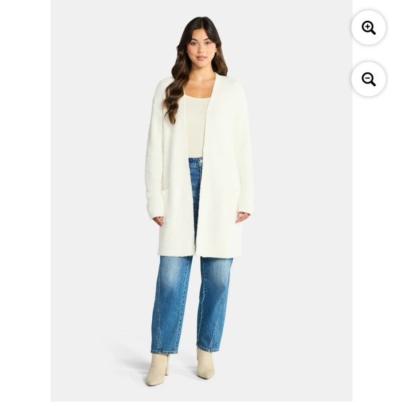 Time and Tru Sweaters - Time and Tru Women’s Winter White LongLine Cardigan Sweater Size XL NWT